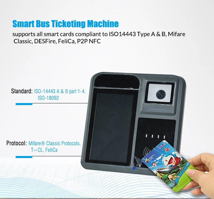 Android 9.0 7 Inch Touch Screen NFC Card Reader Traffic Bill Bus Validator Machine with POS Systems (P18-Q)